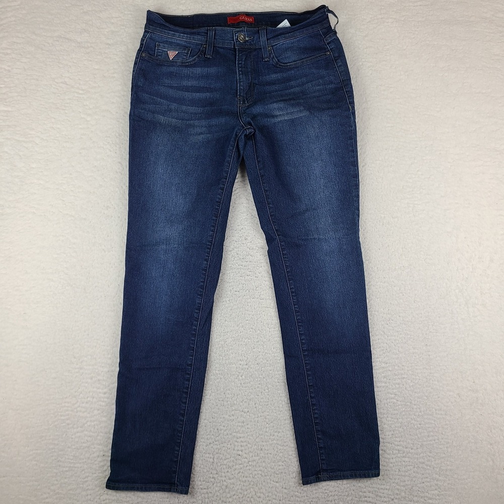 GUESS Jeans Mens 32x32 Blue Brit Rocker Slim Tapered Dark Wash Denim